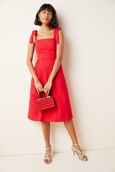 Hutch Kari Eyelet Midi Dress in Red ~ summer vintage style - flipped