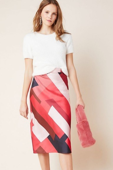 Hutch Rosario Abstract Midi Skirt Red Motif - flipped