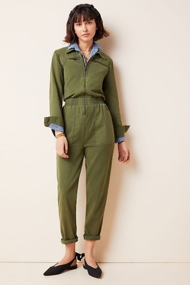 BLANKNYC Victor Twill Utility Jumpsuit in Moss | casual green jumpsuits - flipped