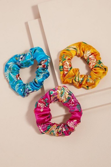 Anthropologie Pack of 3 Aja Scrunchies | bright scrunchie hair ties - flipped