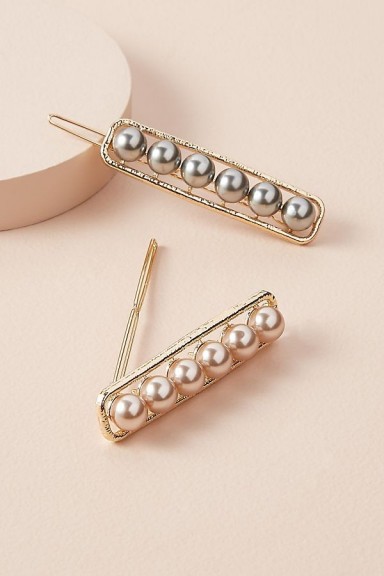 Anthropologie Pack of 2 Faux Pearl-Embellished Hair Clips