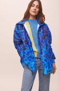 Insane in the Rain Tide Rain Coat in Blue | mosaic print raincoat | 100% recycled plastic outerwear
