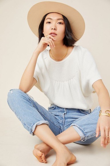 Anthropologie Belle Knitted Top in Ivory - flipped