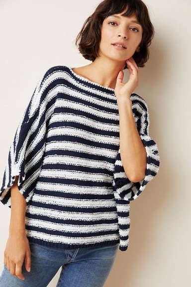 Anthropologie Lita Striped Jumper in Navy | wide sleeved sweaters - flipped