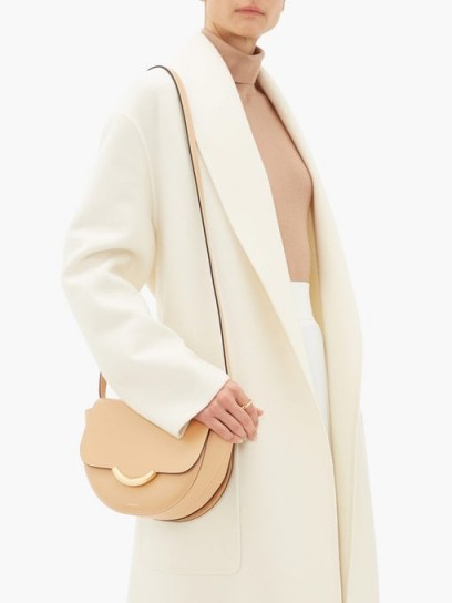 WANDLER Billy small leather shoulder bag in beige ~ luxury flap bags
