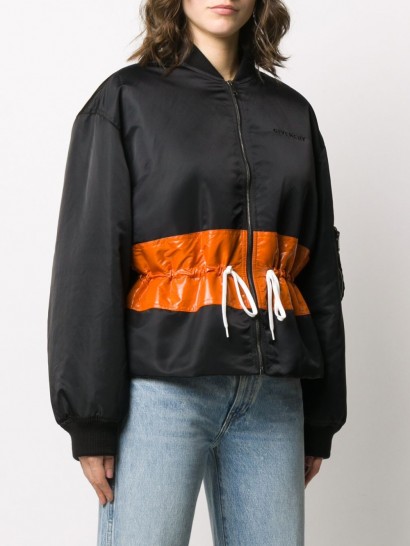 GIVENCHY contrast band bomber jacket in black | casual drawstring waist jackets