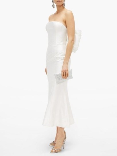 RASARIO Bow-back silk-shantung gown in white ~ strapless event dress - flipped
