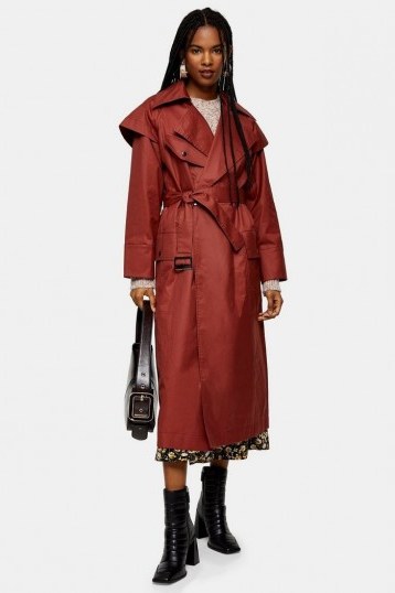 TOPSHOP Brick Red Editor Trench – stylish belted mac - flipped