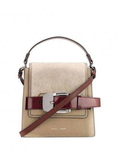 PROENZA SCHOULER buckle trapeze bag in light taupe | chic top handle bags - flipped