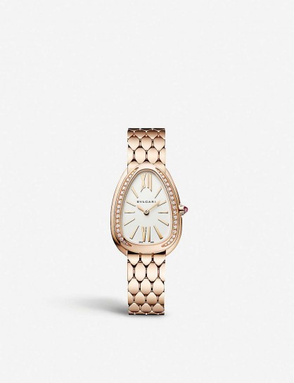 BVLGARI Serpenti Seduttori 18ct pink-gold and diamond watch in rose-gold ~ ladies luxe watches