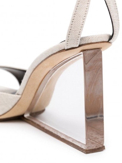 BY FAR Dima 95 perspex wedge sandals in stone-grey - flipped