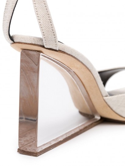 BY FAR Dima 95 perspex wedge sandals in stone-grey