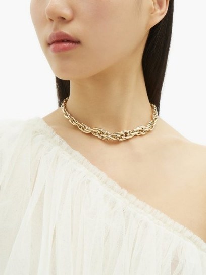 LAUREN RUBINSKI Cable-chain gold necklace – luxe choker necklaces - flipped
