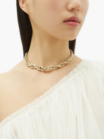 LAUREN RUBINSKI Cable-chain gold necklace – luxe choker necklaces