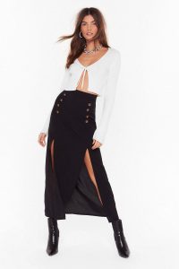 Nasty Gal Can’t We Just Slit Down Midi Skirt in Black