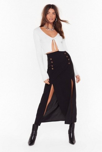 Nasty Gal Can’t We Just Slit Down Midi Skirt in Black - flipped