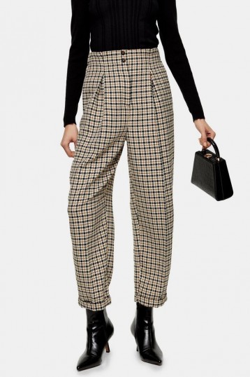 Topshop Check Ovoid Peg Trousers | checked pants
