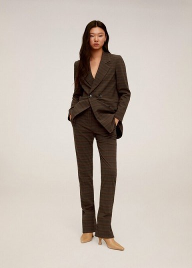 MANGO Check suit blazer in brown REF. 67090611-VICENTE-I-LM - flipped