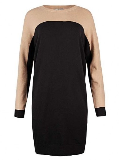 OLIVER BONAS Colour Block Knitted Jumper Dress | neutral sweater dresses - flipped