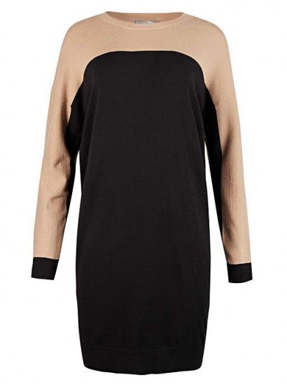 OLIVER BONAS Colour Block Knitted Jumper Dress | neutral sweater dresses