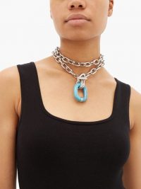 PACO RABANNE Coloured-link chain necklace ~ chunky necklaces