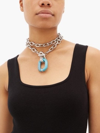 PACO RABANNE Coloured-link chain necklace ~ chunky necklaces - flipped