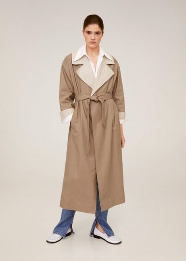 MANGO Contrast flaps trench in Beige - flipped