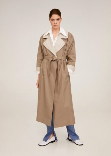 MANGO Contrast flaps trench in Beige