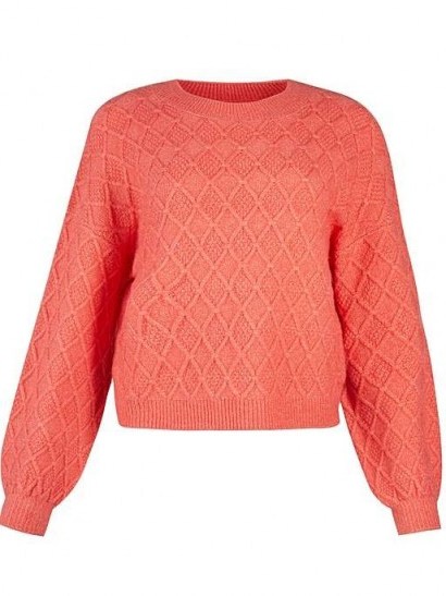 OLIVER BONAS Coral Stitch Knitted Jumper | bright coloured jumpers - flipped