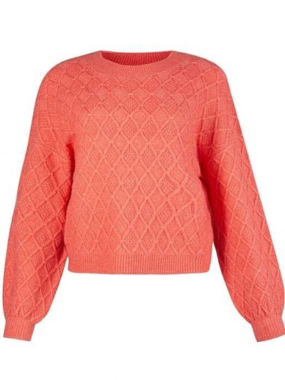 OLIVER BONAS Coral Stitch Knitted Jumper | bright coloured jumpers