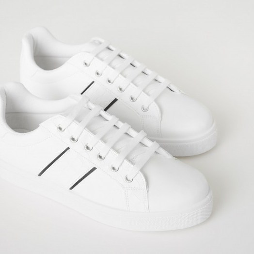 WAREHOUSE CROC MIX LACE UP TRAINER - flipped