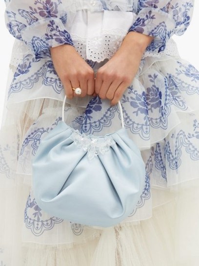 SIMONE ROCHA Crystal-embellished blue satin handbag - flipped