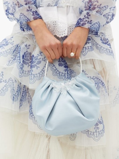 SIMONE ROCHA Crystal-embellished blue satin handbag