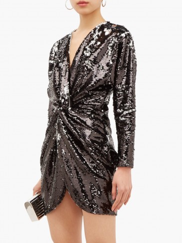 DUNDAS Crystal-trim flip-sequinned jersey mini dress – party glamour – glamorous lbd