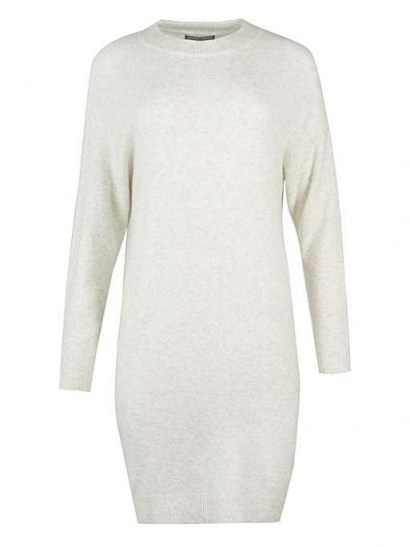 OLIVER BONAS Curved Hem Knitted Jumper Dress in light-grey | sweater dresses - flipped