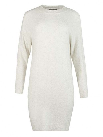 OLIVER BONAS Curved Hem Knitted Jumper Dress in light-grey | sweater dresses
