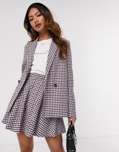 Daisy Street relaxed tailored check co-ord in red / black - flipped