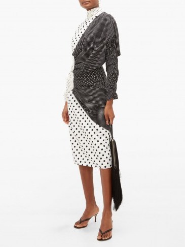 RODARTE Draped polka-dot faille midi dress ~ chic contemporary designs - flipped