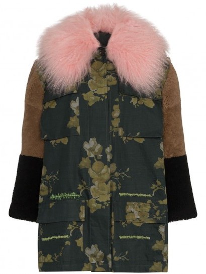 DURAN LANTINK floral faux fur patchwork coat - flipped