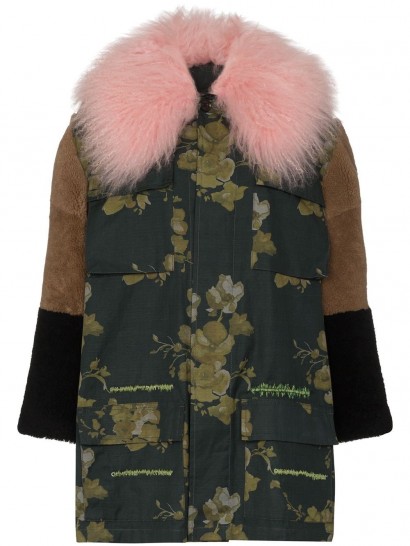 DURAN LANTINK floral faux fur patchwork coat