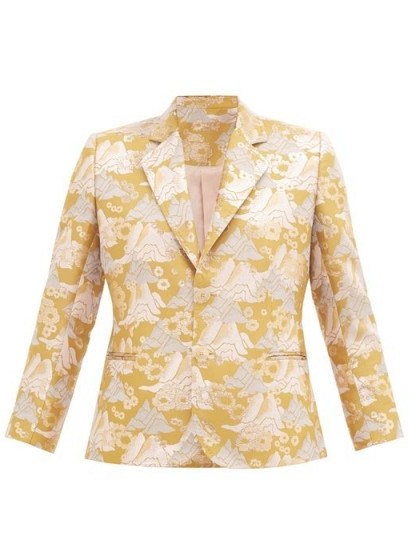 SSŌNE Echo single-breasted brocade blazer in gold ~ metallic thread jacket - flipped