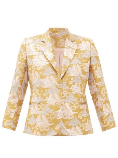 SSŌNE Echo single-breasted brocade blazer in gold ~ metallic thread jacket