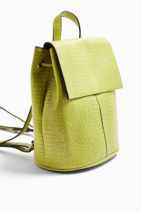 Topshop ELLIS Lime Green Crocodile Backpack ~ bright backpacks