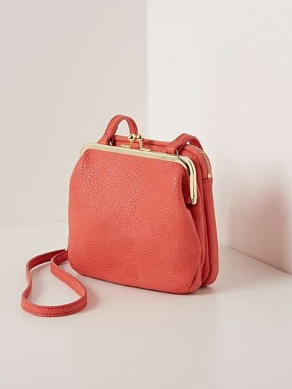 OLIVER BONAS Emerson Clam Clasp Crossbody Bag in Coral