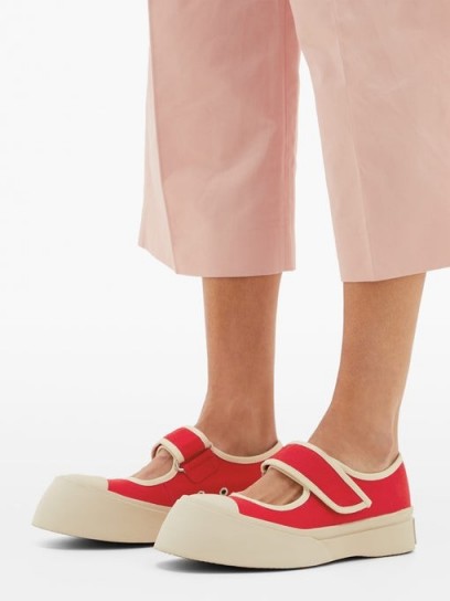 MARNI Exaggerated Mary-Jane canvas trainers in red
