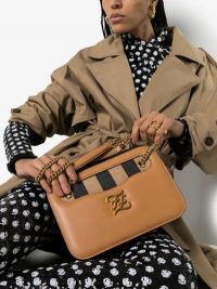 Fendi Beige Karligraphy Leather Shoulder Bag | luxe chain strap handbags