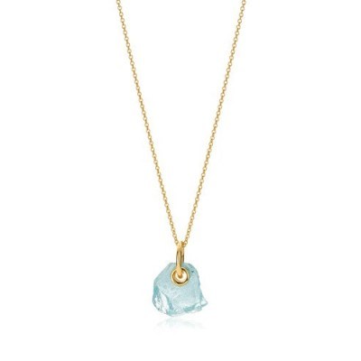 MONICA VINADER Caroline Issa Gemstone Pendant Adjustable Necklace 18ct gold vermeil on sterling silver – Aquamarine pendants – blue stone necklaces - flipped