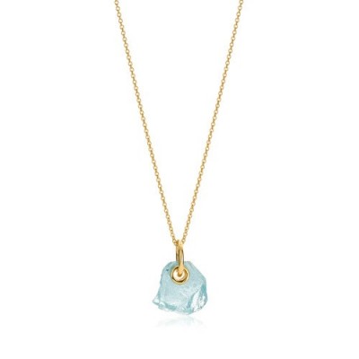 MONICA VINADER Caroline Issa Gemstone Pendant Adjustable Necklace 18ct gold vermeil on sterling silver – Aquamarine pendants – blue stone necklaces