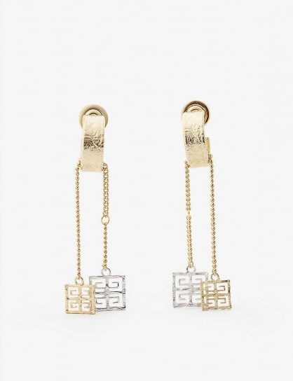GIVENCHY 4G gold and silver-toned hoop earrings ~ designer drops - flipped