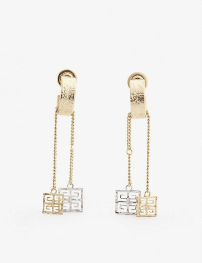 GIVENCHY 4G gold and silver-toned hoop earrings ~ designer drops